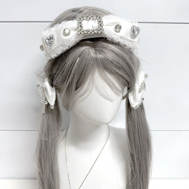 Jirai Kei Strass Orné De Dentelle Bowknot KC