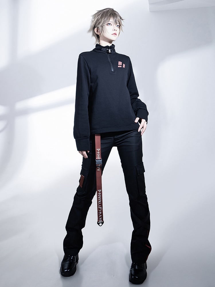 Cargo Futuristic Buckle Strap Lolita Techwear Ouji Pants Black