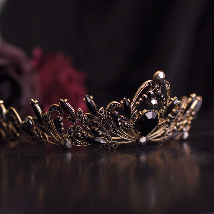 Schwarz-Gold Gothic Punk Strass Krone