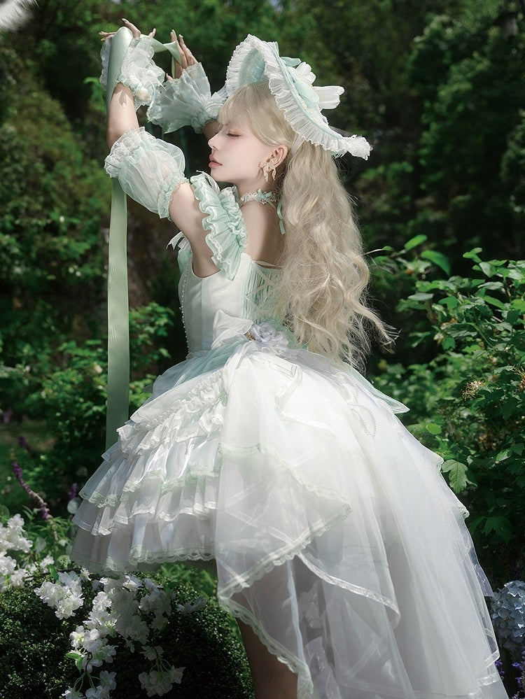 Dress Lolita Princess Layered Green Balletcore Tulip Theme Skirt