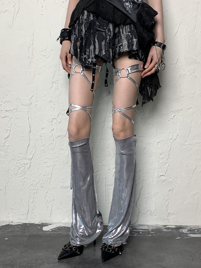 Silver Sleeves Y2K Ruffled Cuff Leg