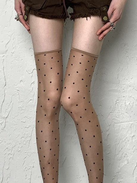 Options 7 Pattern Polka-dot Y2K Overknee Stockings