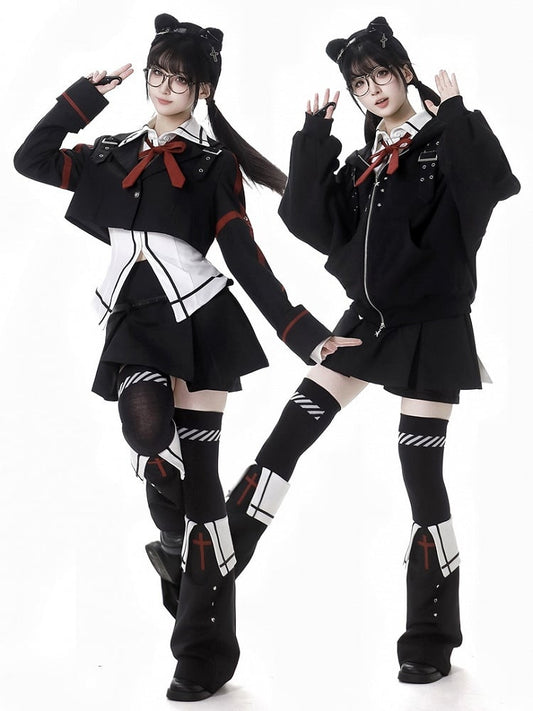 Black Cross Studs Decorated  Leg Warmers