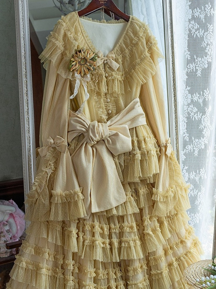 Lolita Green with Details Waist Gauze Belt Pink/Yellow/Gray/Dark