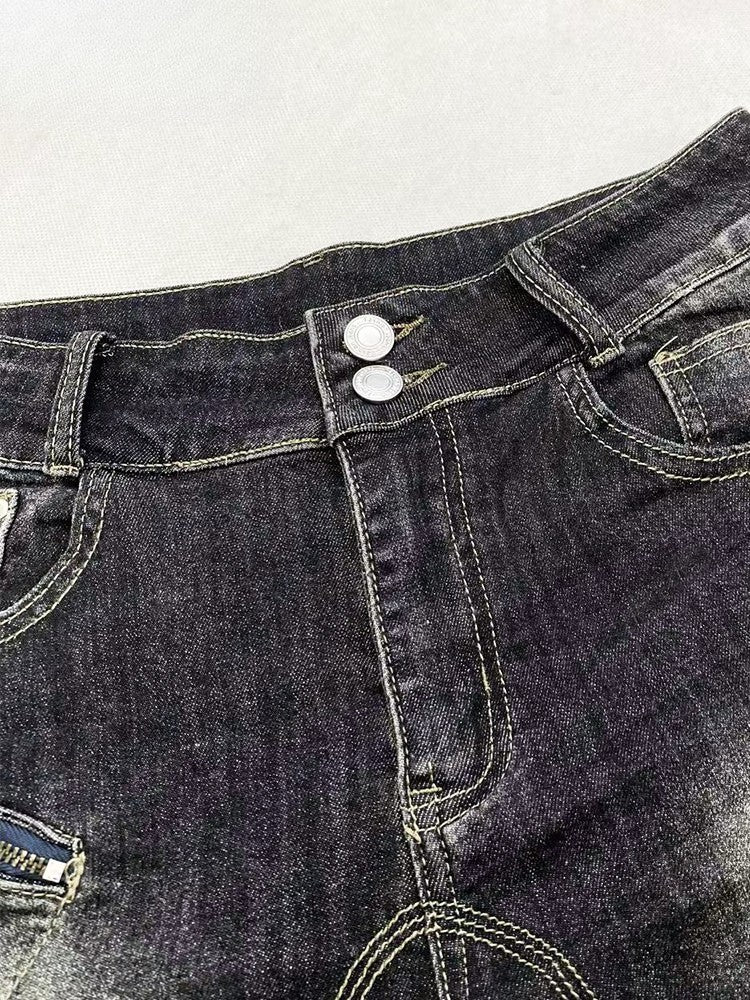 Black Wash Design Denim Bittersweet Faded Shorts