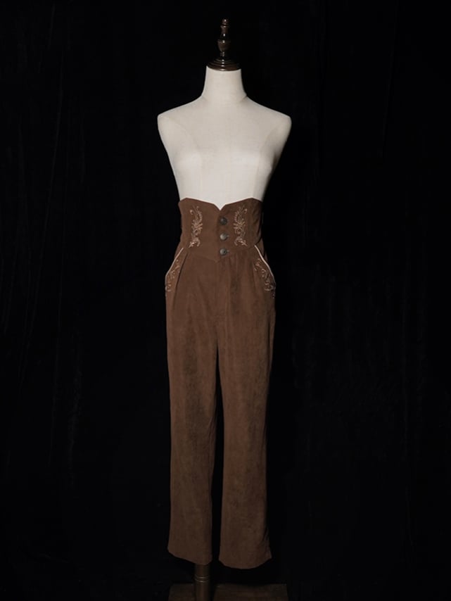 Straps Ouji with Corset Pants High Waist Belt Coffee Lolita