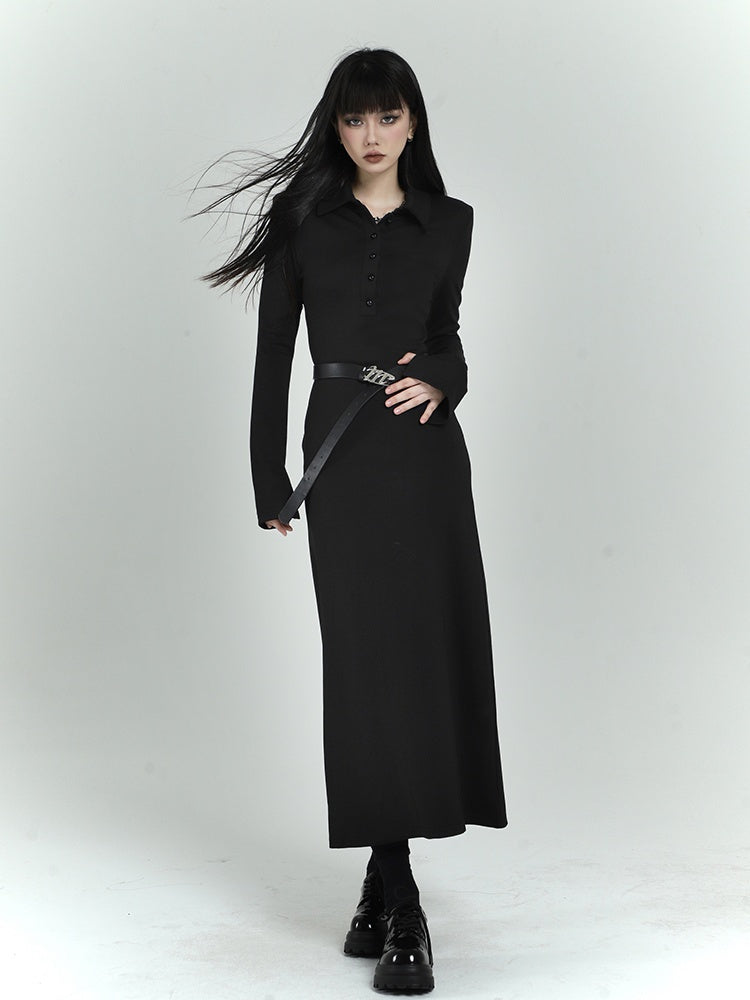 Robe chemise noire ajustée