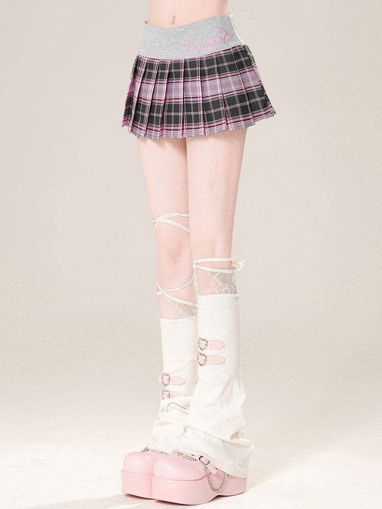 Muster Plaid Bestickt Plissee Rot/Rosa Brief Rock Glamorous