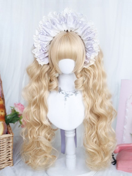 + Wig Short Double With Wavy Blonde 20CM Full Claw Bangs Ponytail 55-60CM Clips