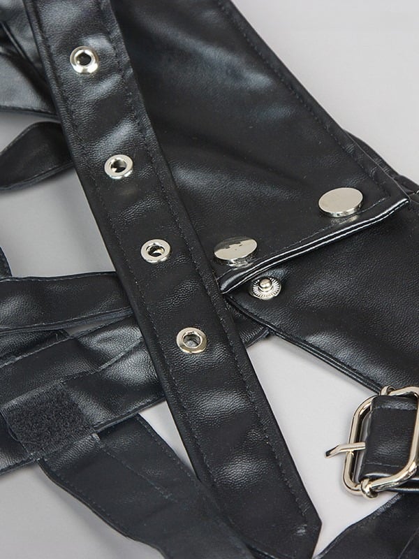 PU Black Lolita Spider Web Punk Overlay