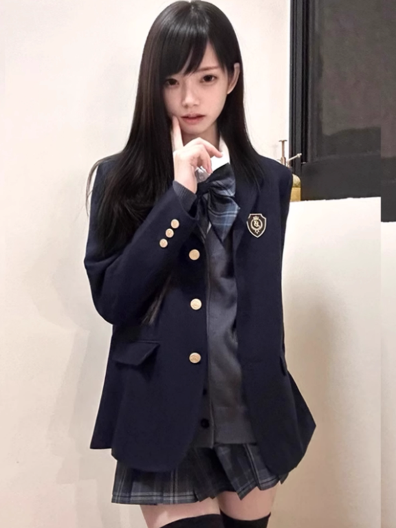 Muster Uniform Plaid Plissee JK 39CM Rock Blau