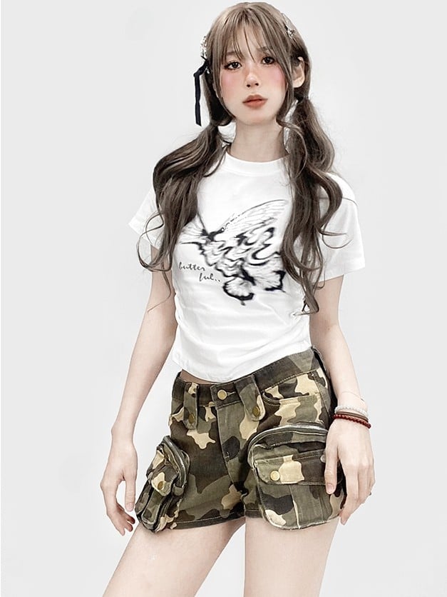 Glamorous Camo Bittersweet Green Shorts Muster