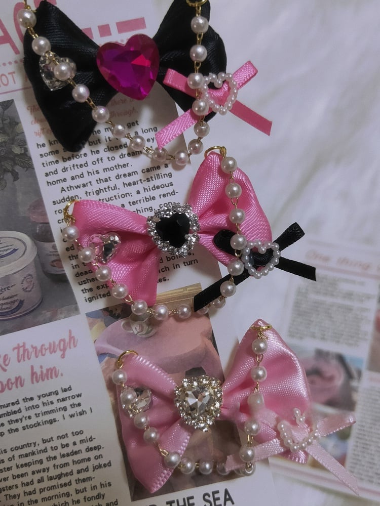 Charm Heart Bowknot 5 Options Ring Decorated Beaded