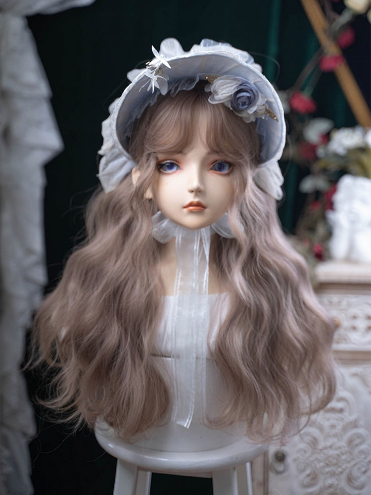 With Wig Bangs 72CM Length Wavy Champagne Curtain