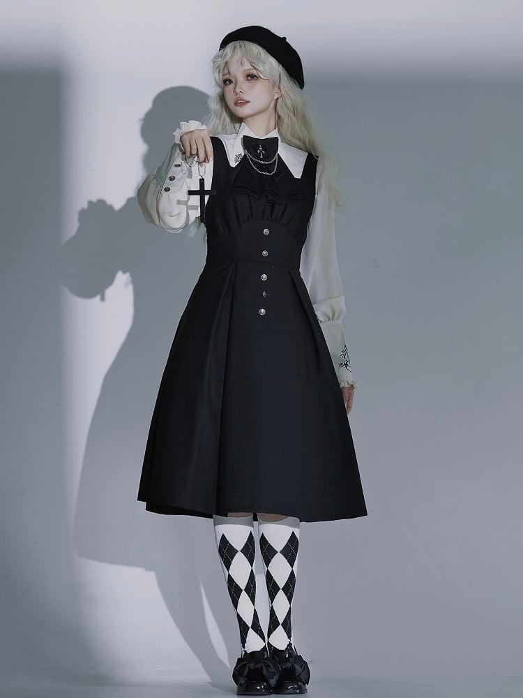 Daily Dress Waist Square Neckline Fit Slim Black