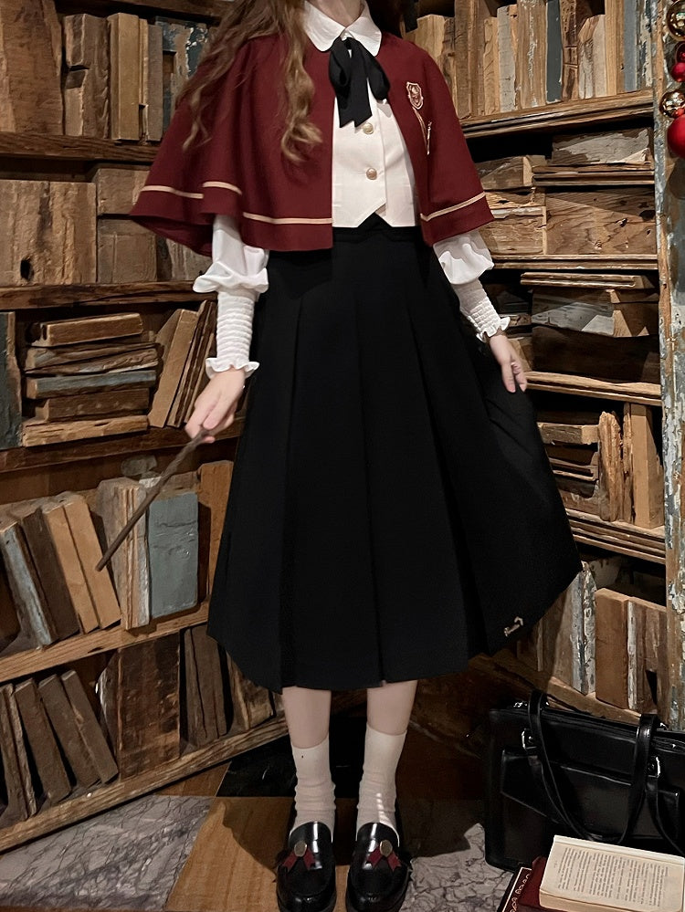 JK Uniform Red Cape with Self-tie Straps