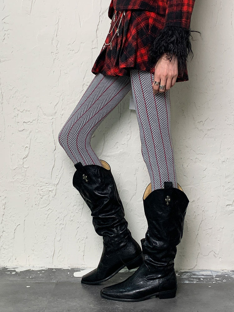Collants d'hiver gris Y2K