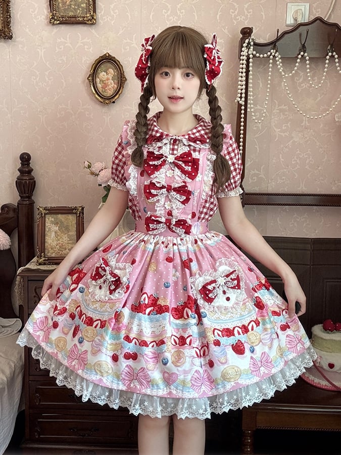 Sweet Lolita Wine Red Polka-dot Bow Hairclips Pattern