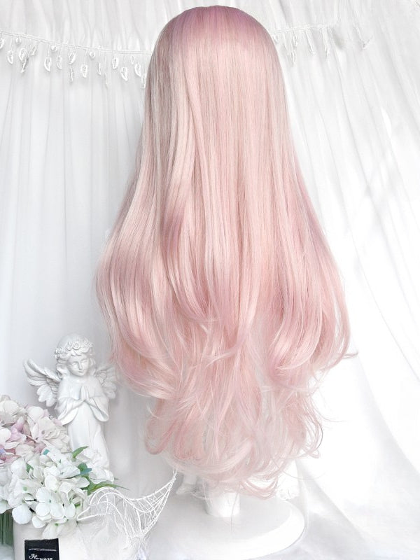With Full Length Wig Pink Bangs 62CM Wavy