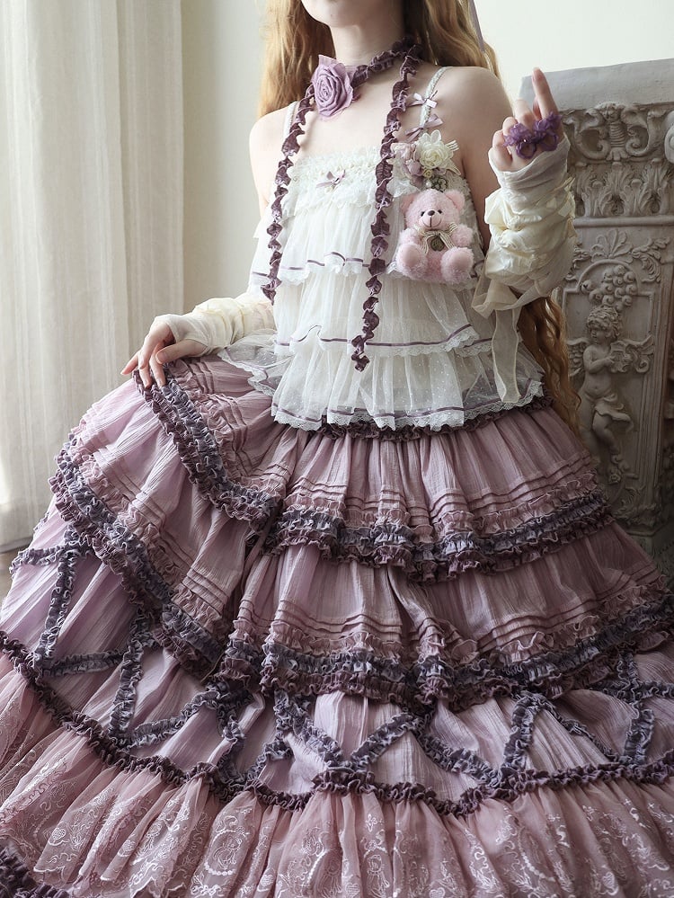 Teddy Lolita Lila Rosa Stickerei Rock Details House Fashion