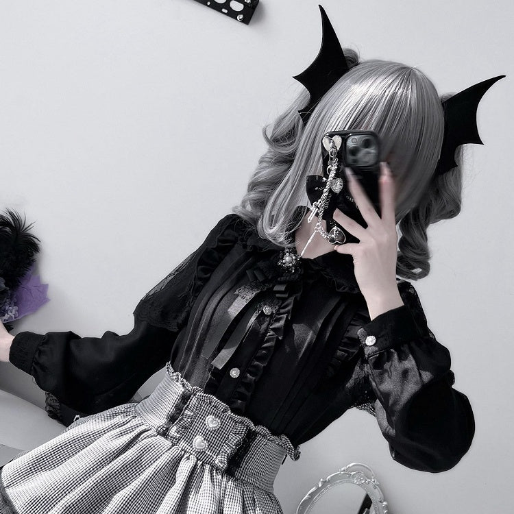 Shirt Black Tiered Kei Ruffle Jirai + Trim Skirt Details Outfit- Pleating
