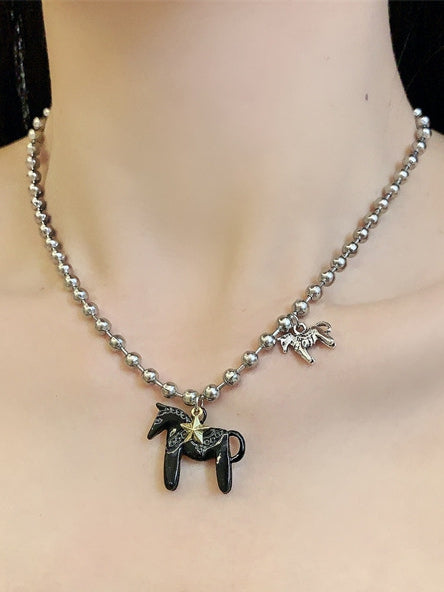 Star Necklace Pink/Black/White Carousel Y2K Pendant