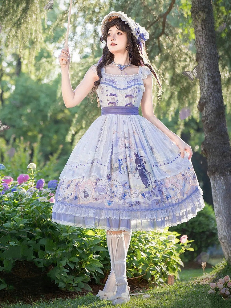 Lolita Tea Skirt Party Jumper Bunny Elegant Print Classic