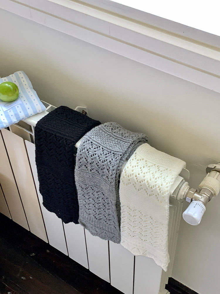 ウォーマーズ ニット ホローアウト グレー/ホワイト/ブラック レッグ