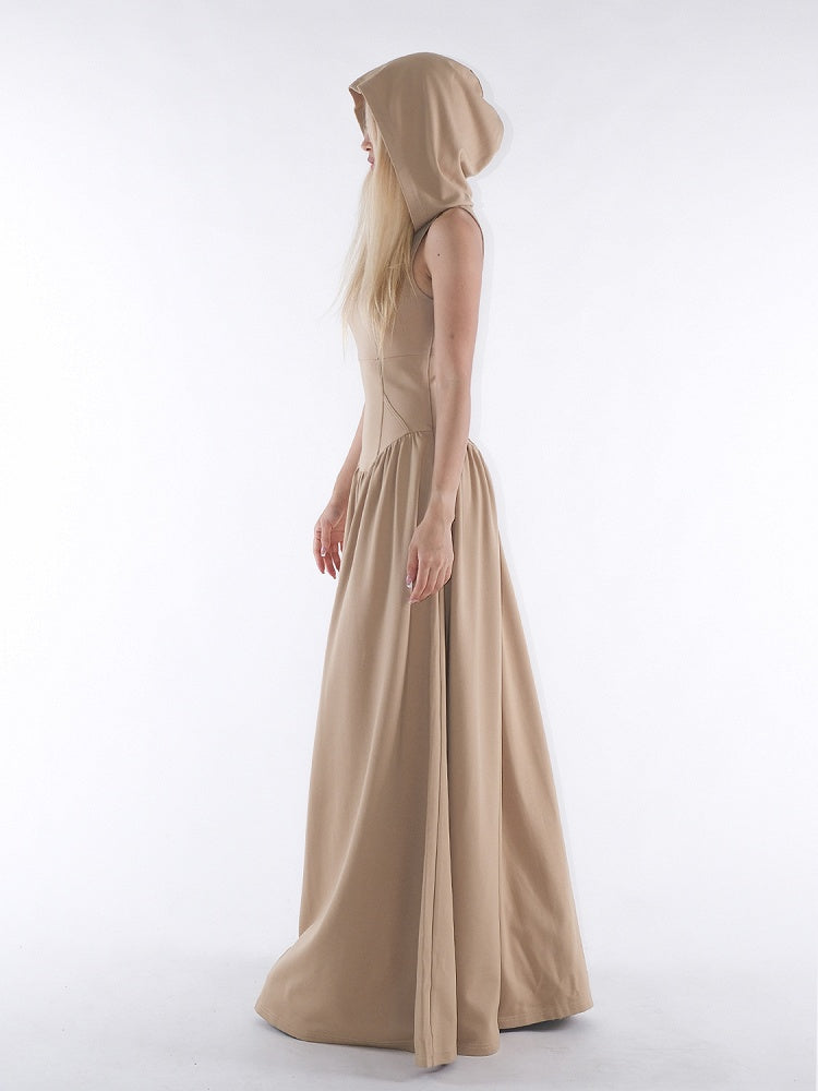 mit Kapuzenkleid Wasteland Floor Khaki Taillenlänge Design Faux Punk Fishbone