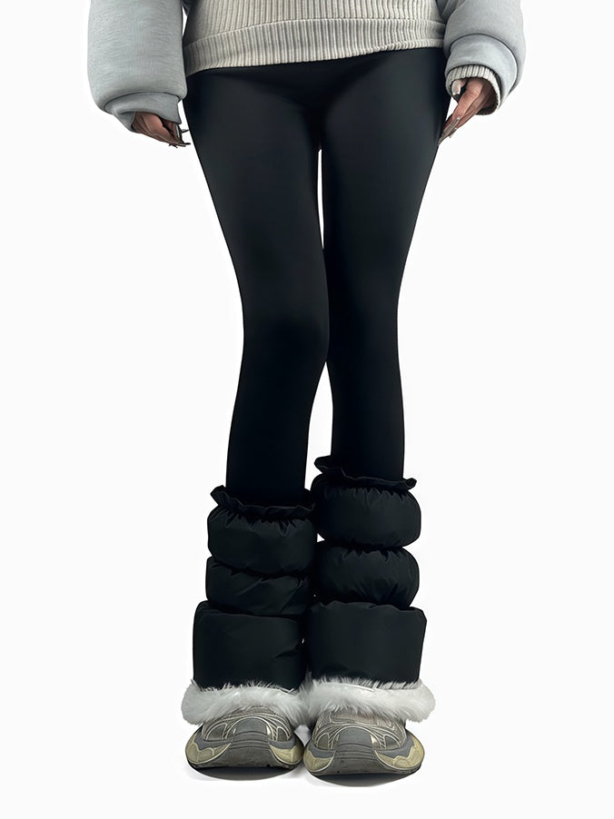 Grey/White/Black Puffy Warm Leg Warmers