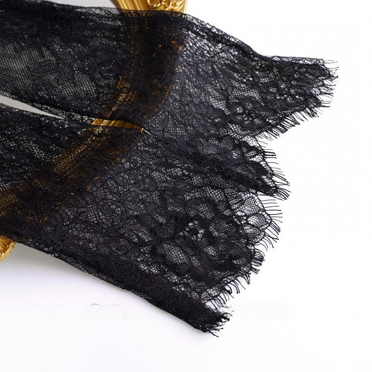Design Hollow-out Gloves Black/White Lace