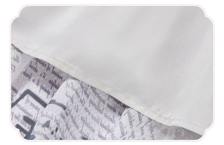Elegant Skirt Layered Jumper Dress Lolita Print Newspaper Handkerchief