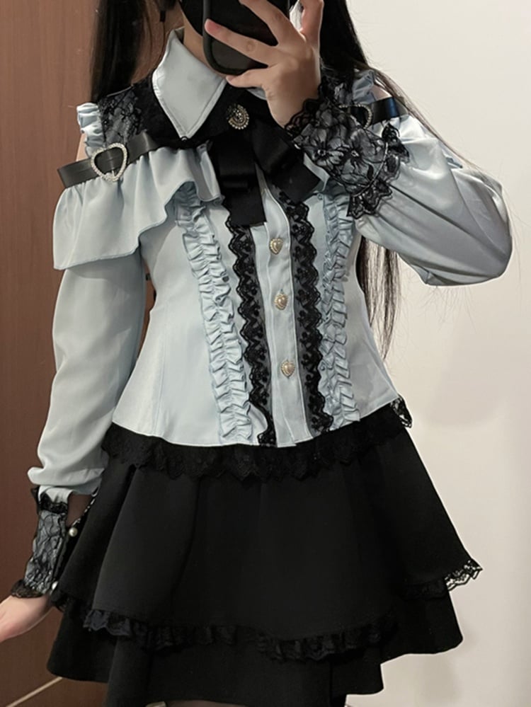 ライトグリーンのスイートハートボタン留めジライケイトップス