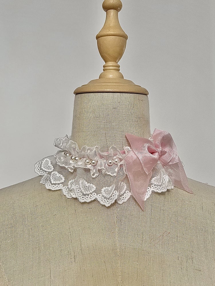 Bow Details Bead Choker / Pink Black and