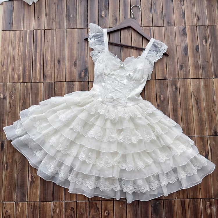 Pullover Stoffkleid Shiro Butterfly Lolita Weiß Hanayome Rock Prinzessin