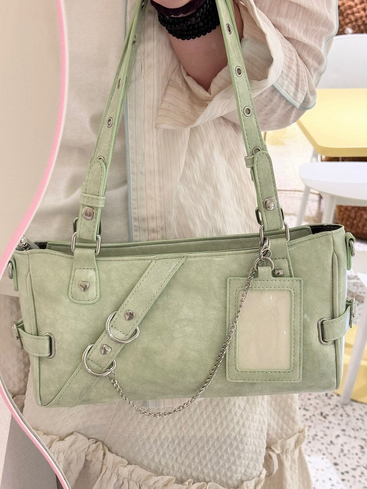 Bag Display Ita Shoulder Adjustable PU Strap With Green Window Leather Transparent