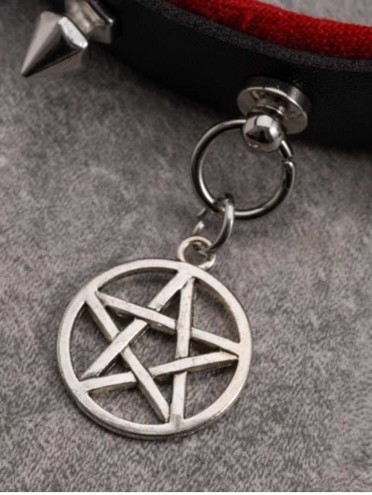 Design Plaid KC Pentagram Black Charm Red Pattern And Studs With