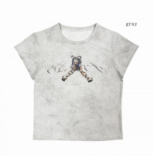 White Gray Cyberpunk Graphic T-shirt
