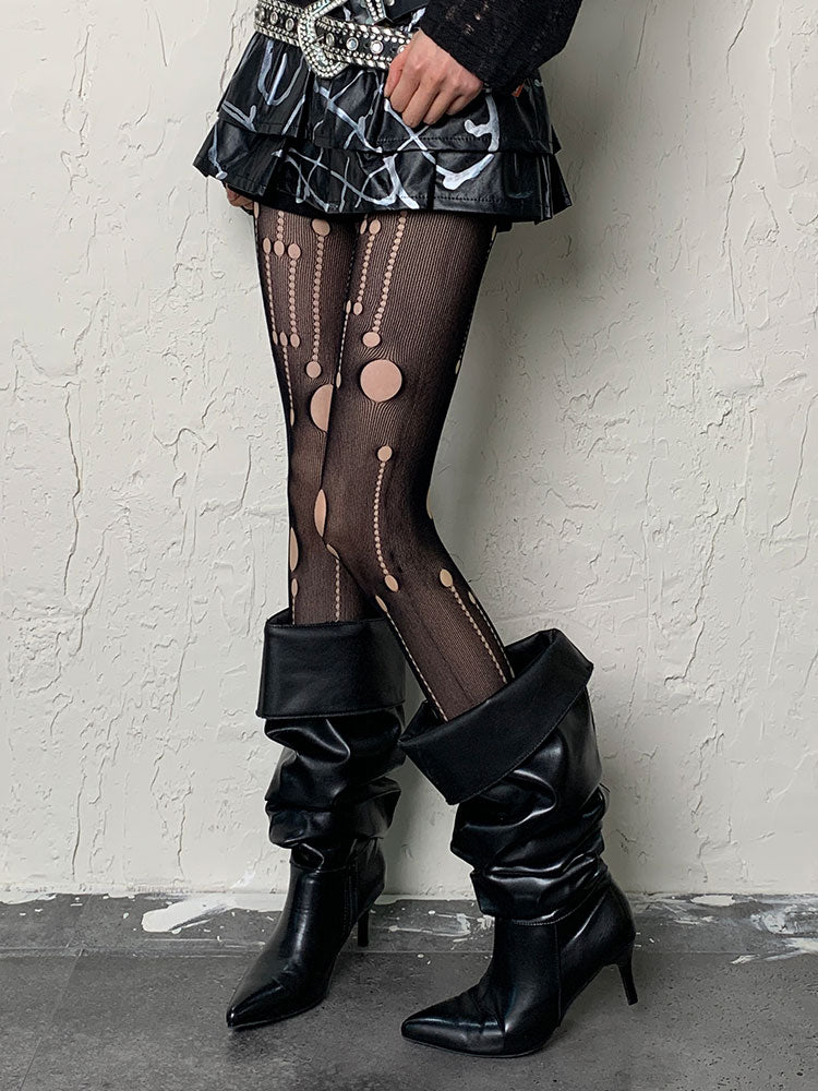 Black Gothic Cut-out Asymmetrical Tights
