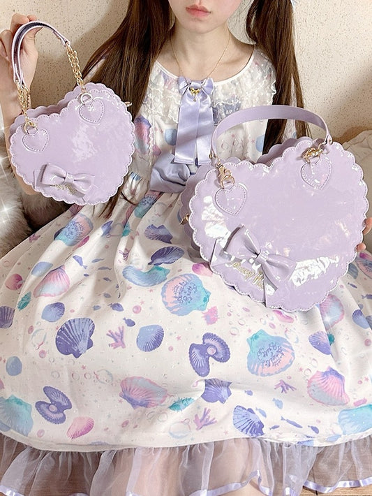 Design Decorative in with Cookie Purple Lolita Featuring Zipper Size Bow Detail and S/L PU Heart for Bag