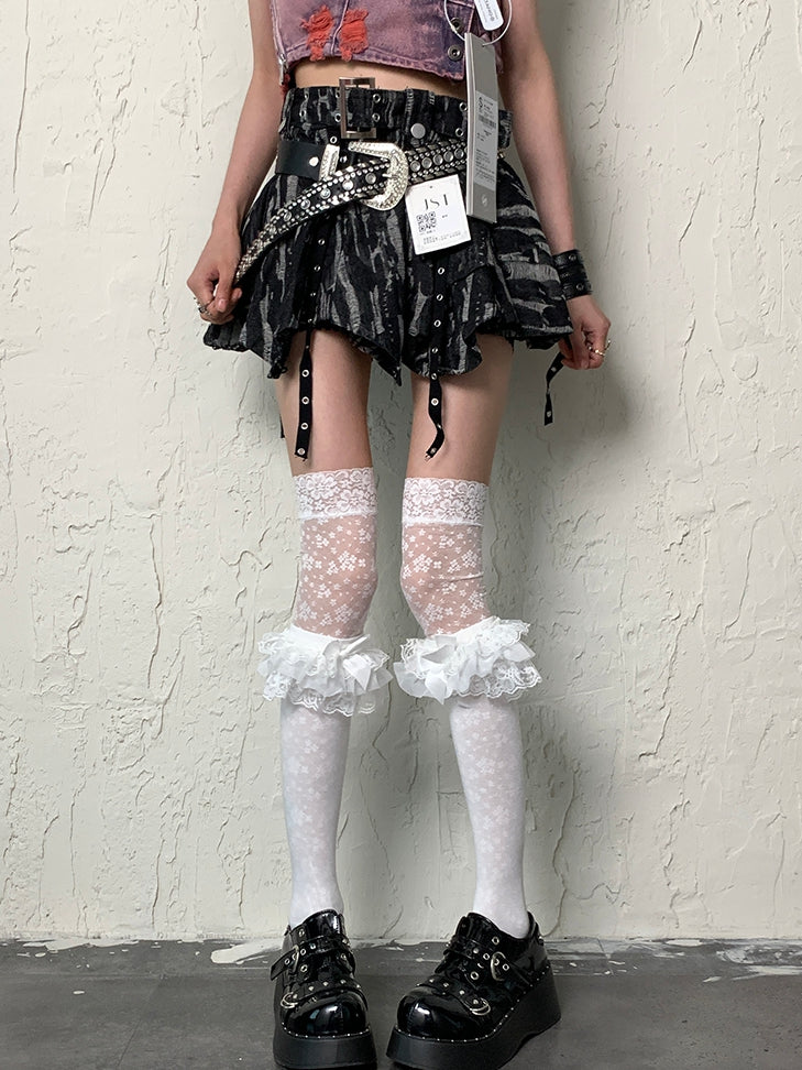 Bittersweet Stockings Floral Y2K Lace Overknee Trim White Pattern
