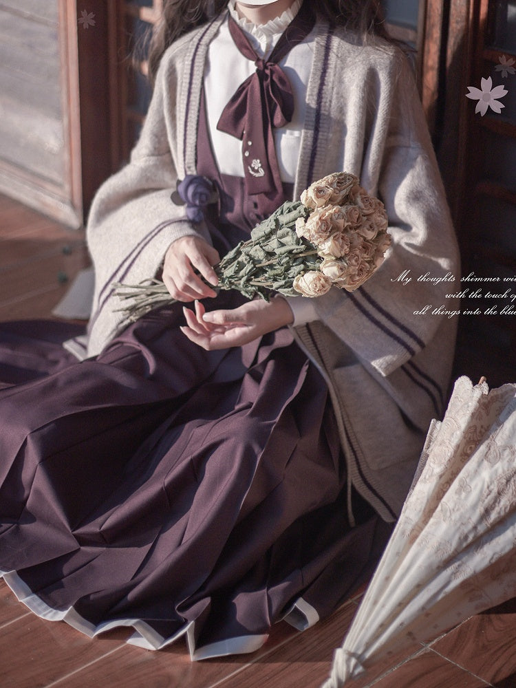 at Front Apricot Knit Cardigan with Self-tie Straps