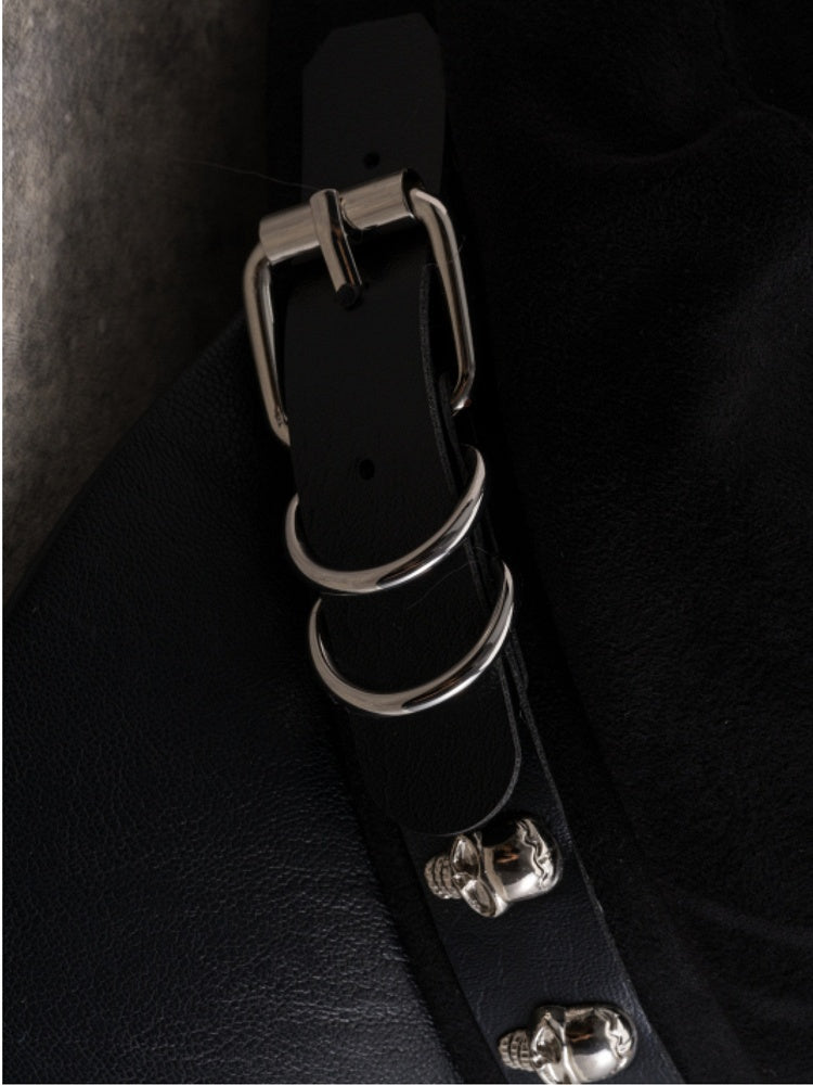Verzierte Gothic Black Design Schnalle Hut Skelett Baskenmütze