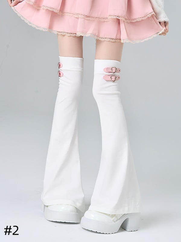 Jirai Kei Punk-Overknee-Beinstulpen mit Herzschnalle
