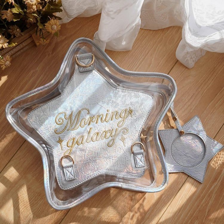 Holographic with Set PU Badge Detachable Charm Color Star-shaped Ita Bag