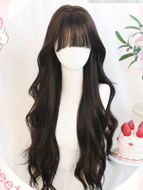 Bangs Wigs Long Wavy With Black Air 65-70cm