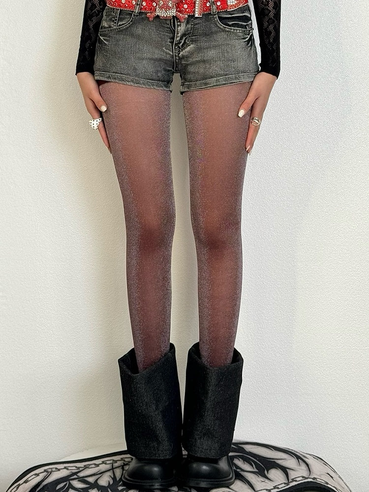 Strumpfhose Schwarz/Braun/Grau/Rot Halbtransparent