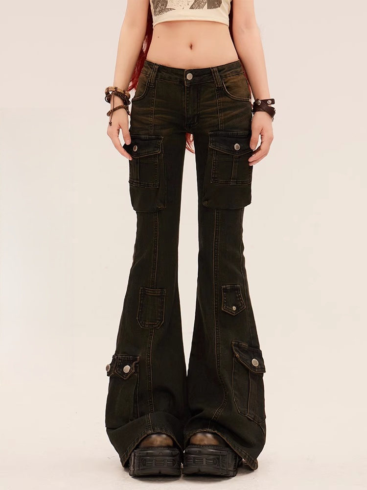 Taschen Flared Jeans Rise Cargo Schwarz Low