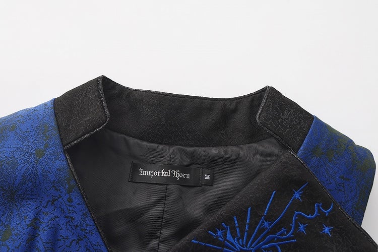 Langer ärmelloser Mantel und asymmetrische Ouji-Weste Blau Dunkelschwarz Lolita