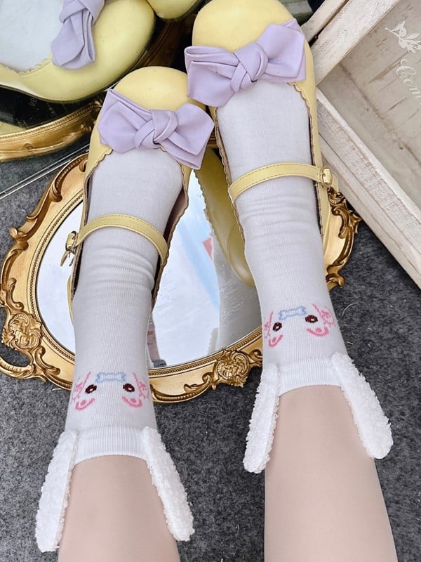 Calf With Socks White Bunny Print Ears